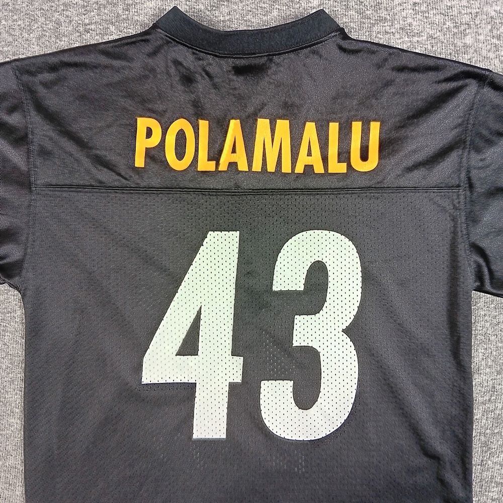 Pittsburgh Steelers Jersey Boys Large Black NFL Football Troy Polamalu 43 Reebok